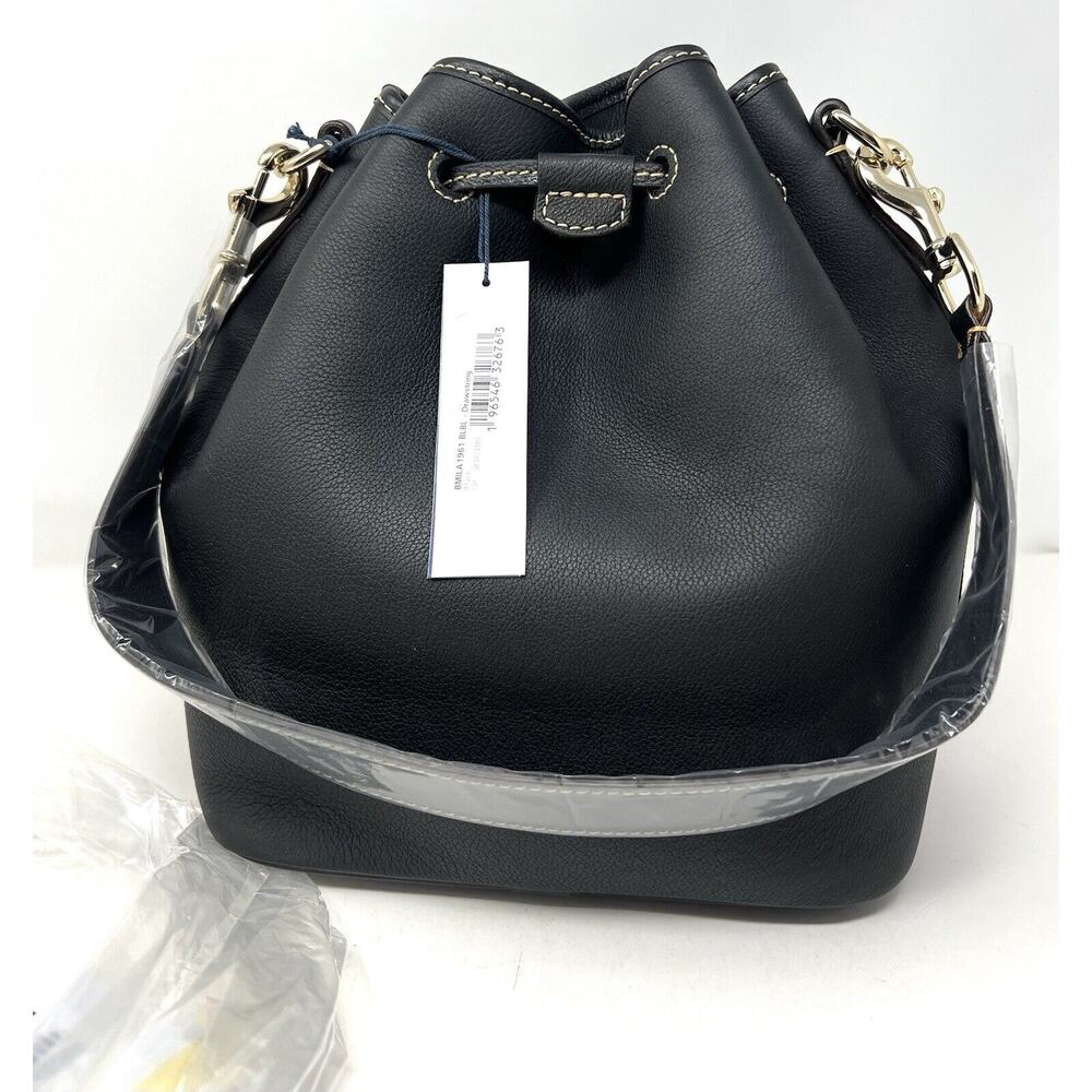 Dooney & Bourke Sorrento Drawstring Shoulder Bag BLACK Leather NWT $328 Bucket - Picture 16 of 16